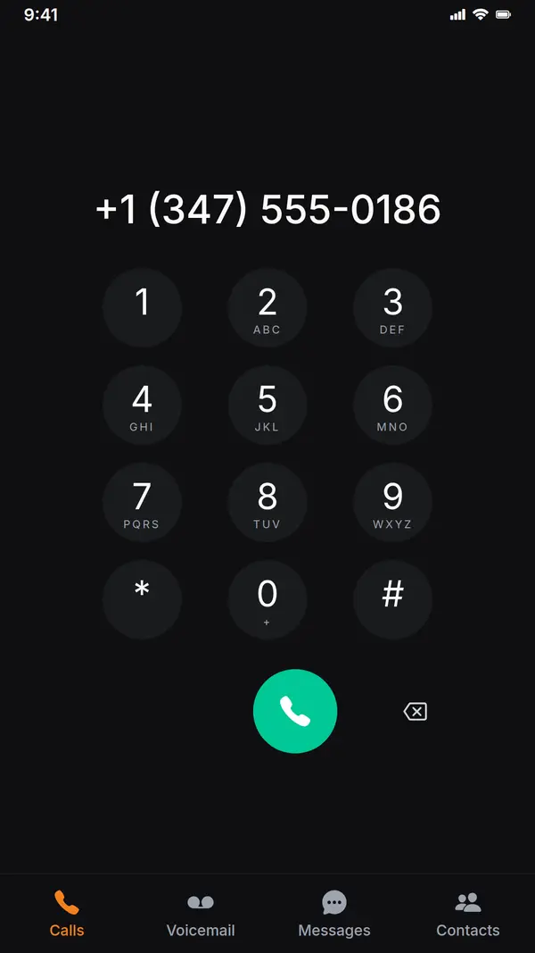 Dial pad in the UnlimCall app